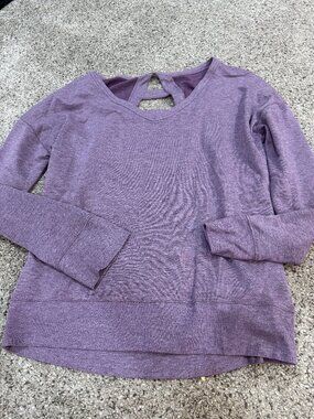 Balance Collection Women’s Small Purple Yoga Top Open Back V-Neck Athletic Shirt
